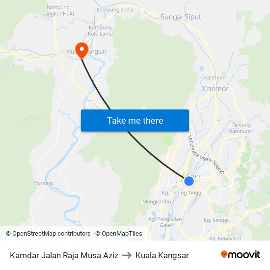 Kamdar Jalan Raja Musa Aziz to Kuala Kangsar map