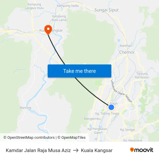 Kamdar Jalan Raja Musa Aziz to Kuala Kangsar map