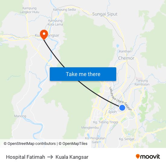 Hospital Fatimah to Kuala Kangsar map