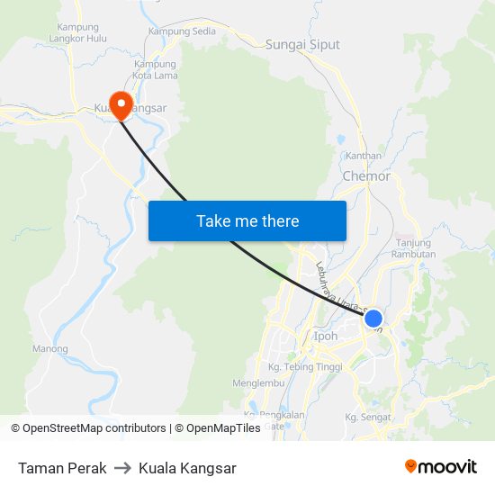 Taman Perak to Kuala Kangsar map