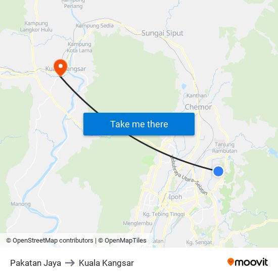 Pakatan Jaya to Kuala Kangsar map