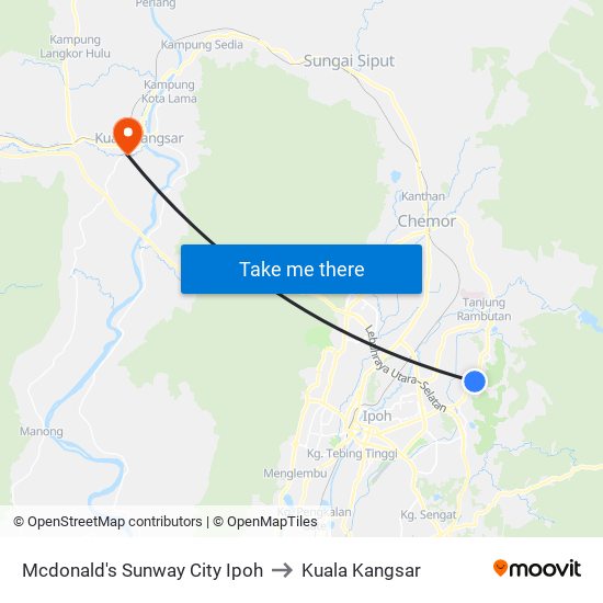 Mcdonald's Sunway City Ipoh to Kuala Kangsar map