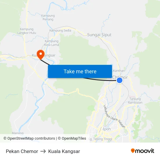 Pekan Chemor to Kuala Kangsar map