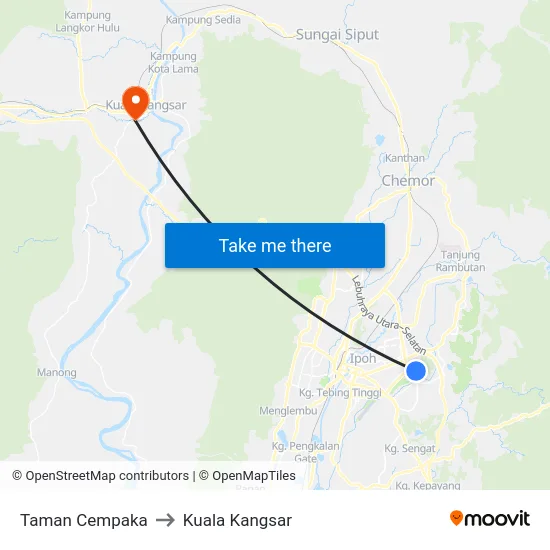 Taman Cempaka to Kuala Kangsar map