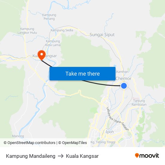 Kampung Mandaileng to Kuala Kangsar map