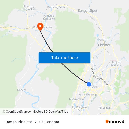 Taman Idris to Kuala Kangsar map