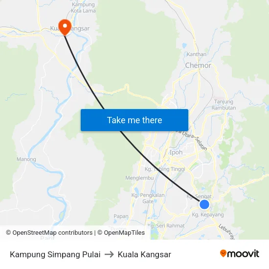 Kampung Simpang Pulai to Kuala Kangsar map