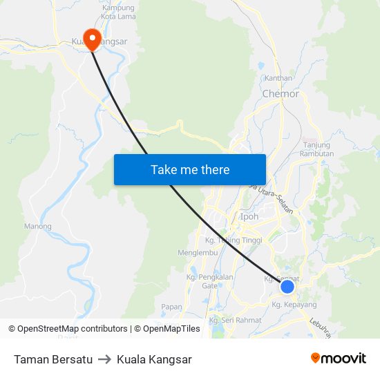 Taman Bersatu to Kuala Kangsar map