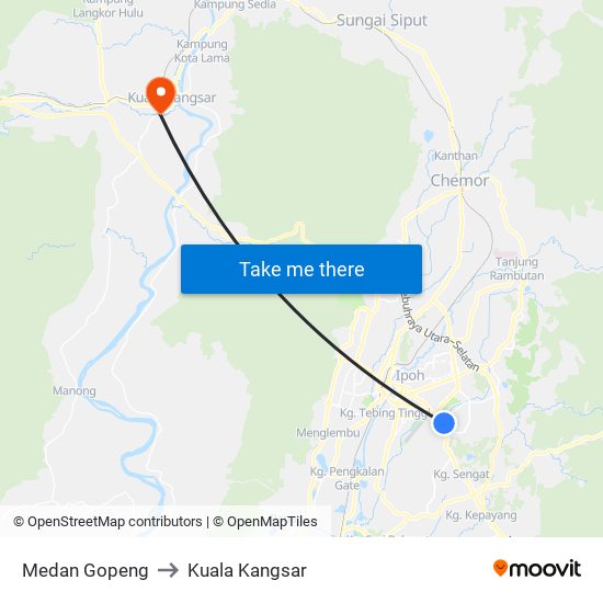 Medan Gopeng to Kuala Kangsar map
