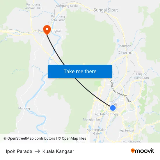 Ipoh Parade to Kuala Kangsar map