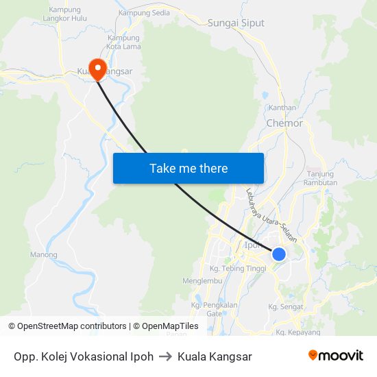 Opp. Kolej Vokasional Ipoh to Kuala Kangsar map