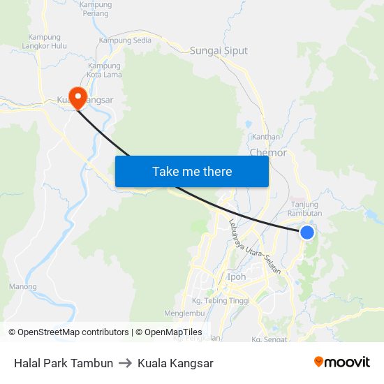 Halal Park Tambun to Kuala Kangsar map