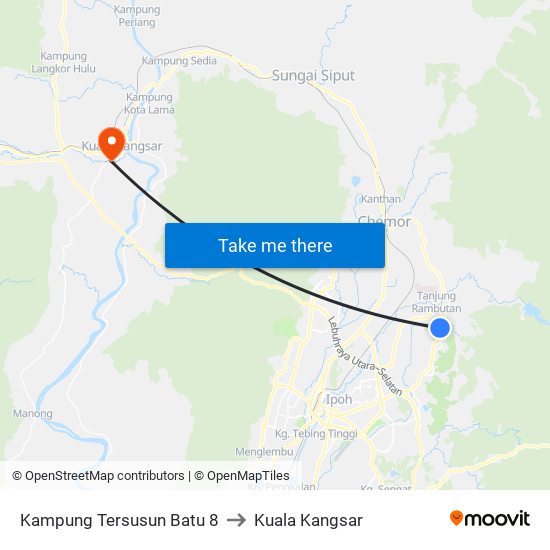 Kampung Tersusun Batu 8 to Kuala Kangsar map