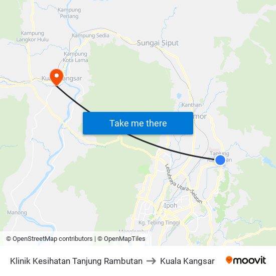 Klinik Kesihatan Tanjung Rambutan to Kuala Kangsar map