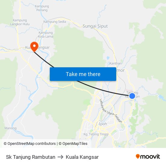 Sk Tanjung Rambutan to Kuala Kangsar map