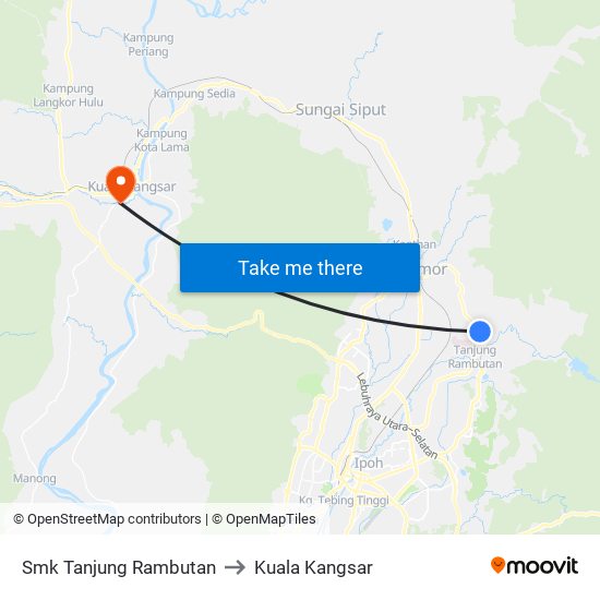 Smk Tanjung Rambutan to Kuala Kangsar map