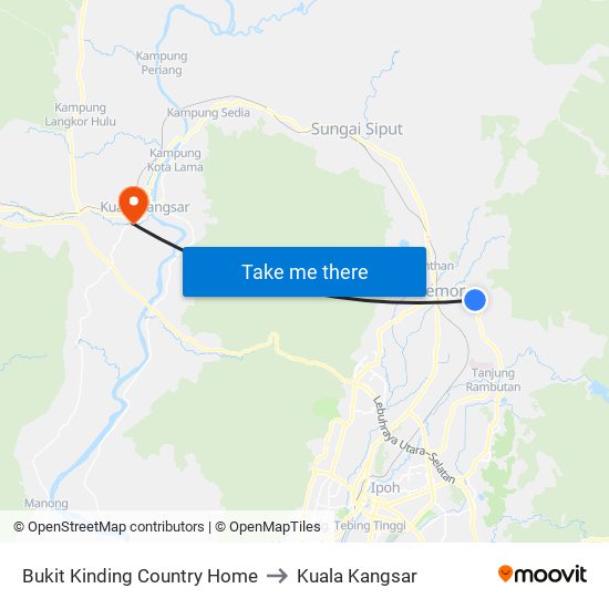Bukit Kinding Country Home to Kuala Kangsar map