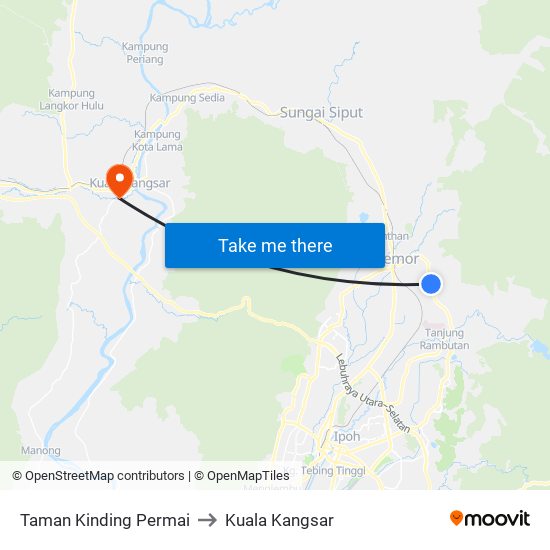 Taman Kinding Permai to Kuala Kangsar map