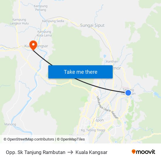 Opp. Sk Tanjung Rambutan to Kuala Kangsar map