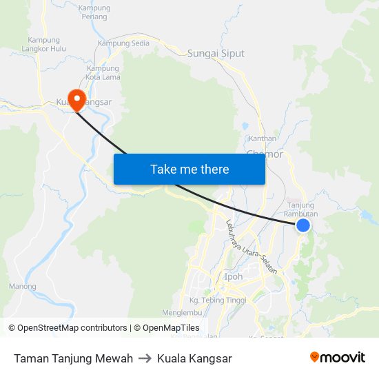 Taman Tanjung Mewah to Kuala Kangsar map