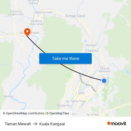 Taman Mewah to Kuala Kangsar map