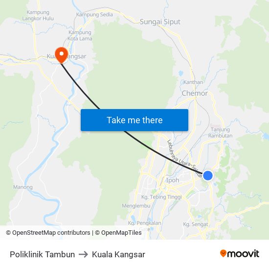 Poliklinik Tambun to Kuala Kangsar map