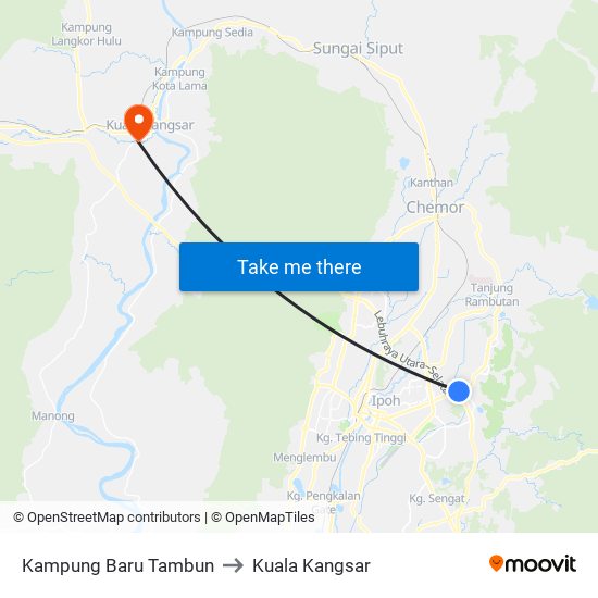 Kampung Baru Tambun to Kuala Kangsar map