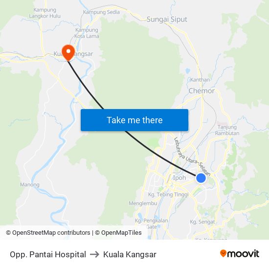 Opp. Pantai Hospital to Kuala Kangsar map