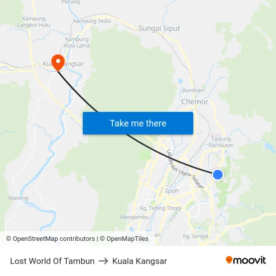 Lost World Of Tambun to Kuala Kangsar map