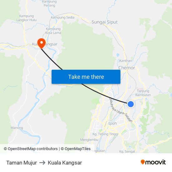 Taman Mujur to Kuala Kangsar map