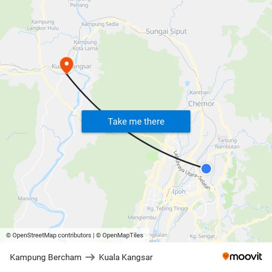 Kampung Bercham to Kuala Kangsar map