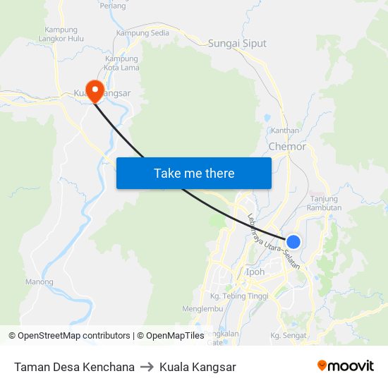 Taman Desa Kenchana to Kuala Kangsar map