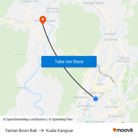 Taman Boon Bak to Kuala Kangsar map