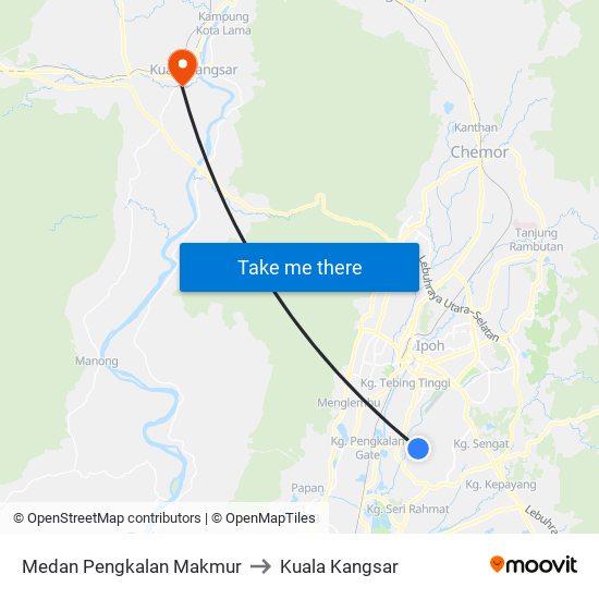 Medan Pengkalan Makmur to Kuala Kangsar map