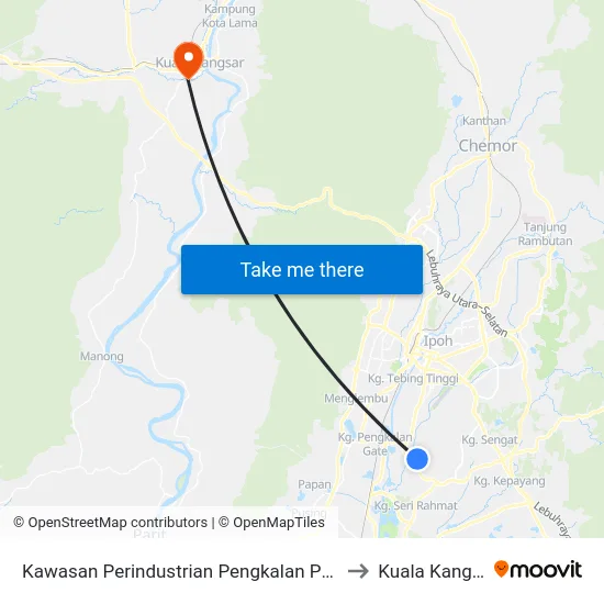 Kawasan Perindustrian Pengkalan Pegoh 1 to Kuala Kangsar map