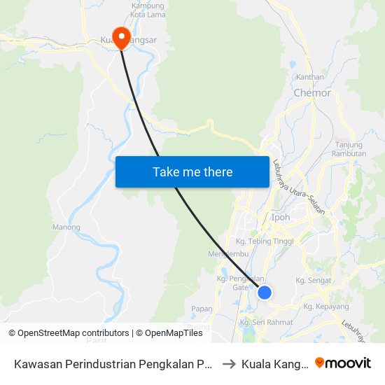 Kawasan Perindustrian Pengkalan Pegoh 2 to Kuala Kangsar map