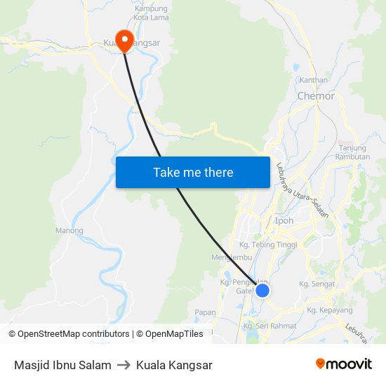 Masjid Ibnu Salam to Kuala Kangsar map