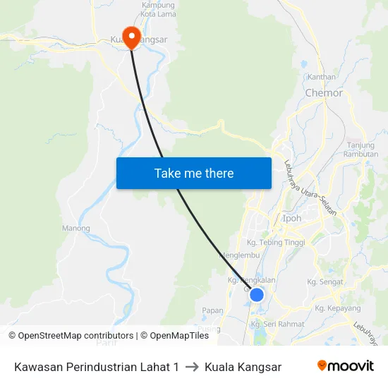 Kawasan Perindustrian Lahat 1 to Kuala Kangsar map