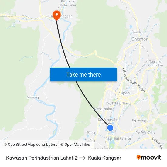 Kawasan Perindustrian Lahat 2 to Kuala Kangsar map
