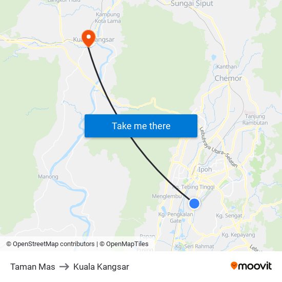 Taman Mas to Kuala Kangsar map