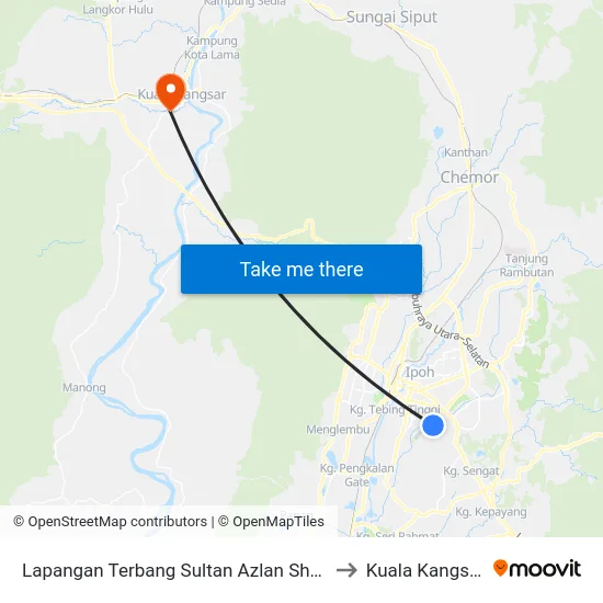 Lapangan Terbang Sultan Azlan Shah to Kuala Kangsar map