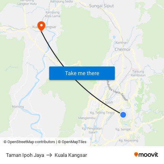 Taman Ipoh Jaya to Kuala Kangsar map