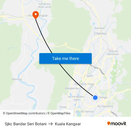 Sjkc Bandar Seri Botani to Kuala Kangsar map