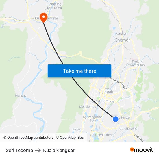 Seri Tecoma to Kuala Kangsar map