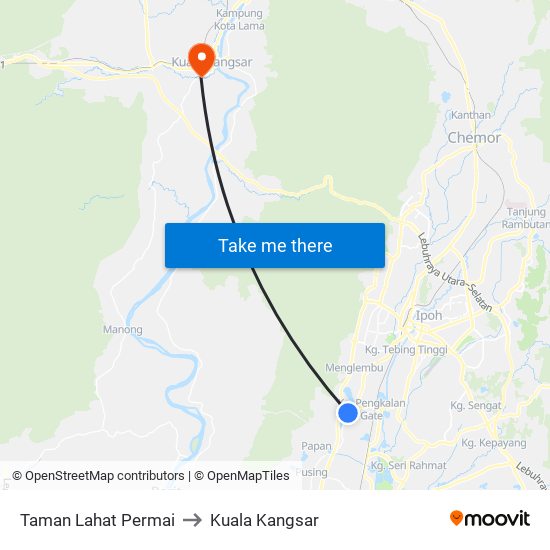 Taman Lahat Permai to Kuala Kangsar map