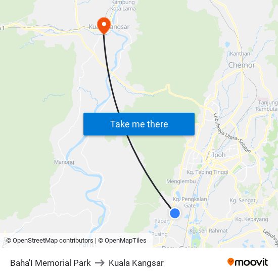 Baha'I Memorial Park to Kuala Kangsar map