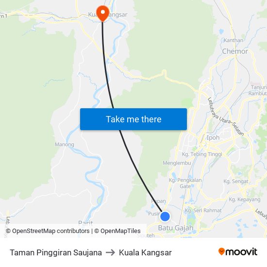 Taman Pinggiran Saujana to Kuala Kangsar map