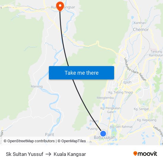 Sk Sultan Yussuf to Kuala Kangsar map