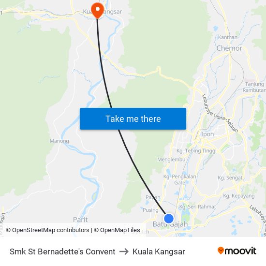 Smk St Bernadette's Convent to Kuala Kangsar map