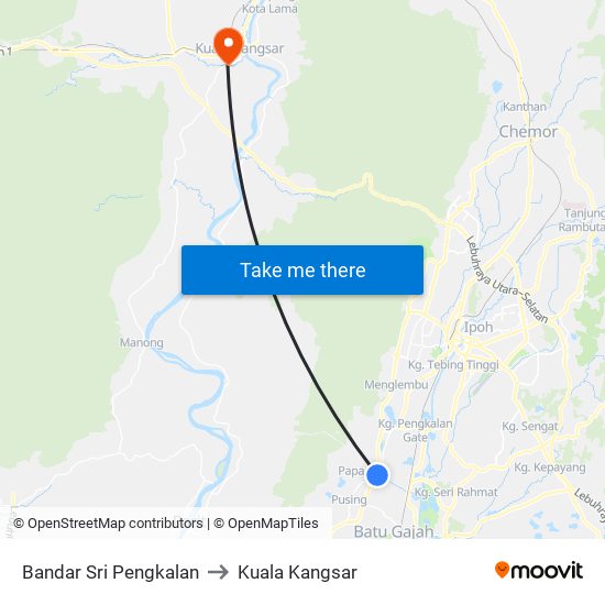 Bandar Sri Pengkalan to Kuala Kangsar map